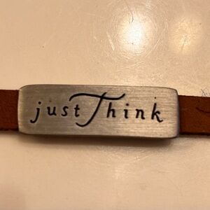 “Just Think” Inspirational Leather Clasp Bracelet 7”